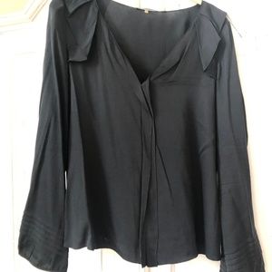 Elie Tahari Small Petite Black Silk Blouse